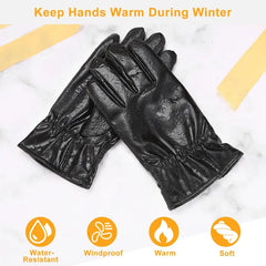 Unisex Leather Winter Warm Gloves Outdoor Windproof Soft Gloves Cycling Skiing Running Cold Winter Gloves