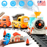 Electric Train Set With Smokes Light Sound Remote Magnetic Train Toys With Locomotive 3 Trucks Gifts For Kids Aged 3 4 5 6 Year Old