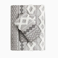 Full Queen Cotton Printed Duvet Cover Set With Chenille