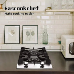 Kitchen Gas Cooktop 2 Dual Burners Tempered Glass Countertop Drop-in Gas Hob