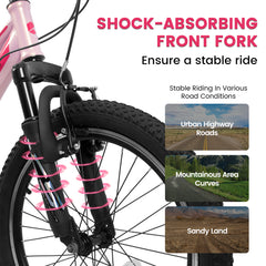A20261 20 Inch Children's Bicycle, Shock Absorbing Front Fork, 7 - Speed, V - Brakes, Mountain Tire, Boys And Girls Kids Bike For Outdoor Adventure